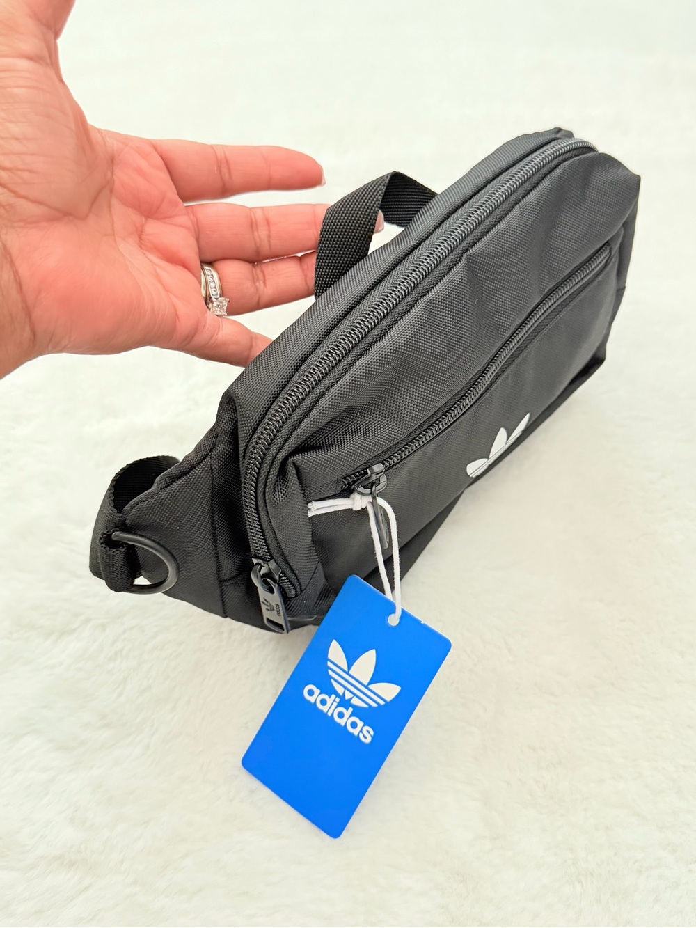 Adidas Black Waist Bag with White Trefoil Logo - Picture 11 of 13